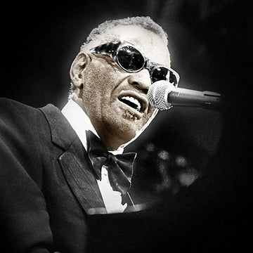 Ray Charles at the Piano, with Microphone, Dark Glasses by Michael W. Rutherford