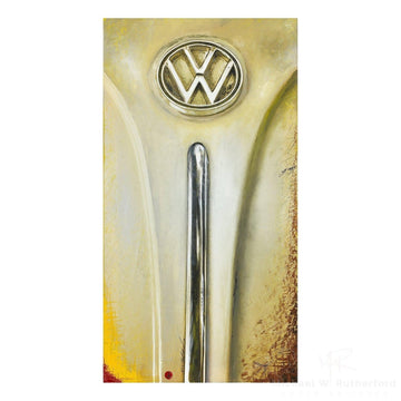 SOLD - VW Gold Brush Bug, 1968 Volkswagon "Beetle"(16" x 30") - Original Painting - Michael W Rutherford - Original Painting