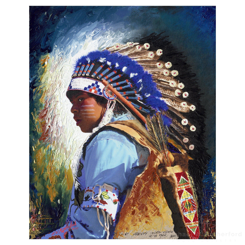Chief Plenty Coups of Crow Nation - Original Painting - 16" x 20" Original Painting Rutherford Photo Artistry 