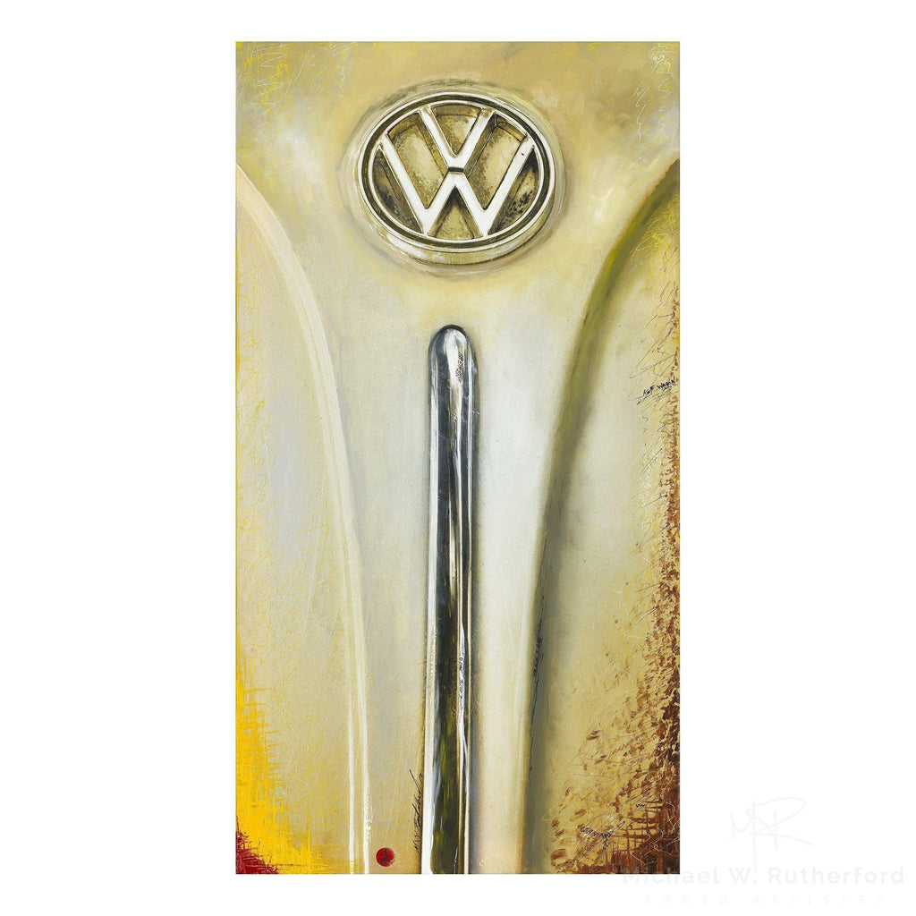 Iconic image of one of the most beloved vehicles in the world a VW beetle.VW Gold Brush Bug (16" x 30") - Original Painting Original Painting Rutherford Photo Artistry 